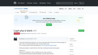 Login.php is blank · Issue #68 · ethicalhack3r/DVWA · GitHub