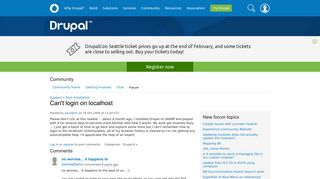 Can't login on localhost | Drupal.org