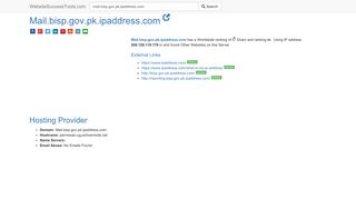 Mail.bisp.gov.pk.ipaddress.com Error Analysis (By Tools)