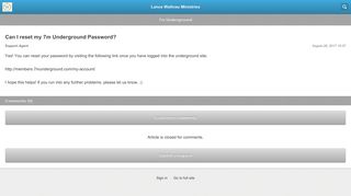 Can I reset my 7m Underground Password? – Lance Wallnau Ministries