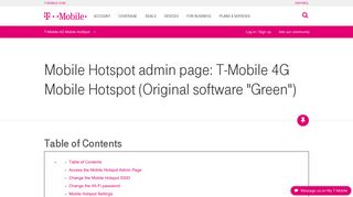 Mobile Hotspot admin page: T-Mobile 4G Mobile H... | T-Mobile Support