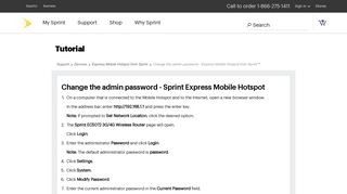 Change the admin password - Express Mobile Hotspot from Sprint