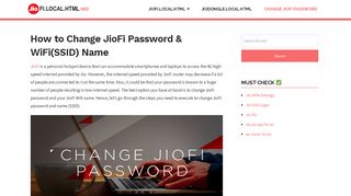 How to Change JioFi Password & WiFi(SSID) Name - JioFi.Local.Html