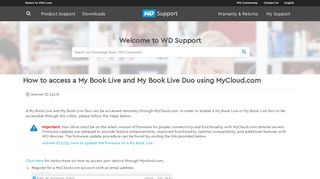 How to access a My Book Live and My Book Live Duo ... - WD Support