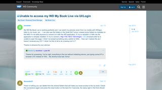 Unable to access my WD My Book Live via UI/Login - WD Community