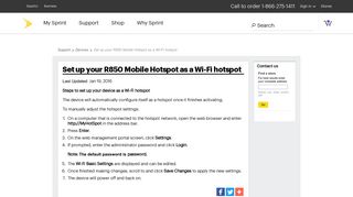 Set up your R850 Mobile Hotspot as a Wi-Fi hotspot - Sprint