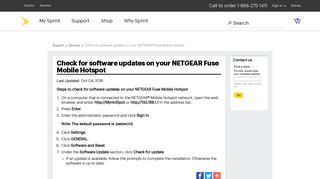Check for software updates on your NETGEAR Fuse Mobile ... - Sprint