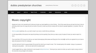 Music copyright - dubbo presbyterian churches