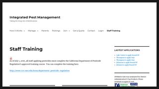 Staff Training – Integrated Pest Management