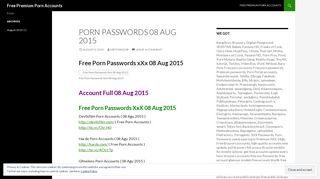 Porn Passwords 08 Aug 2015 | Free Premium Porn Accounts