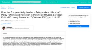 (PDF) Does the European Neighbourhood Policy make a difference ...