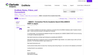 Solved: EBSCO - Connection File for Academic Search Elite ...