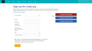 Create an account - Code Studio - Code.org