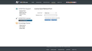 AVS4YOU Support - License Quick Retrieval Form - Read This First