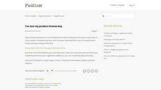 I've lost my product license key – Piriform Support