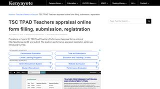 TSC TPAD Teachers appraisal online form filling, submission ...