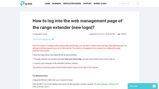 How to log into the web management page of the range extender ...
