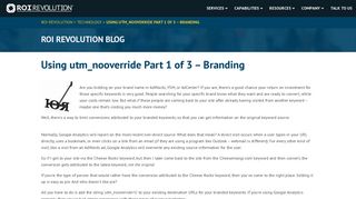 Using utm_nooverride Part 1 of 3 - Branding - ROI Revolution