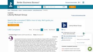 Liberty Mutual Group | Complaints | Better Business Bureau® Profile
