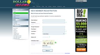 New Member Registration. Real Online Job to Make ... - Dollars Income