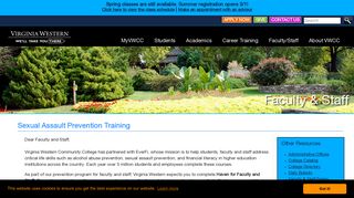 VWCC :: Sexual Assault Prevention Training :: Faculty & Staff