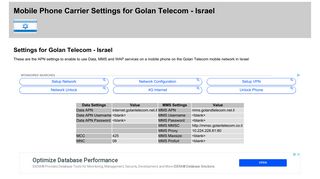 Mobile Phone Carrier Settings for Golan Telecom - Israel