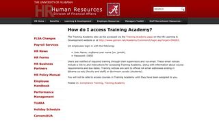 How do I access Training Academy? | hr.ua.edu - The University of ...