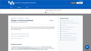 Change or reset your password : Center for Computational Research