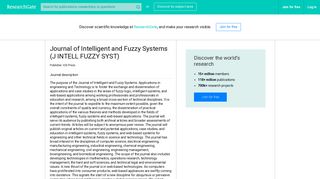 Journal of Intelligent and Fuzzy Systems | RG Impact Rankings 2018 ...
