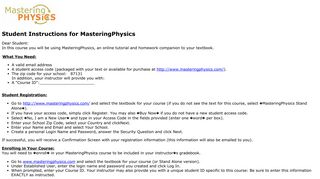 Student Instructions for MasteringPhysics - UNM Physics and Astronomy