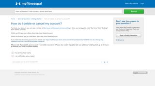 MyFitnessPal | How do I delete or cancel my account?