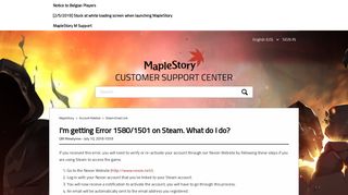 I'm getting Error 1580/1501 on Steam. What do I ... - MapleStory - Nexon