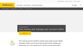 E-savings account | PostFinance