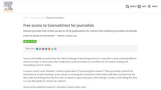 Free access to ScienceDirect for journalists - Elsevier