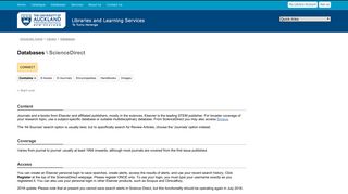 ScienceDirect - Databases - The University of Auckland Library