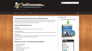 Teds Woodworking Plans and Review | $20 Discount for a Limited Time