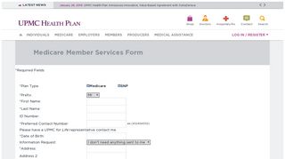 Medicare Member Services Form | UPMC Health Plan