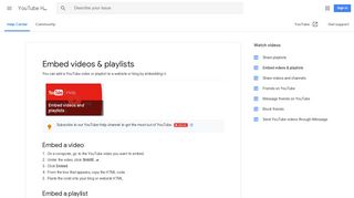 Embed videos & playlists - YouTube Help - Google Support