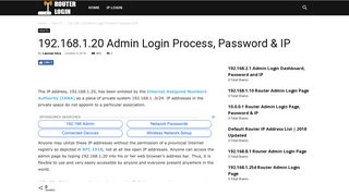 192.168.1.20 Admin Login Process, Password & IP - RouterLogin