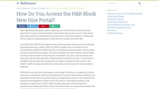 How Do You Access the H&R Block New Hire Portal? | Reference.com