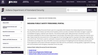 DHS: Indiana Public Safety Personnel Portal - IN.gov