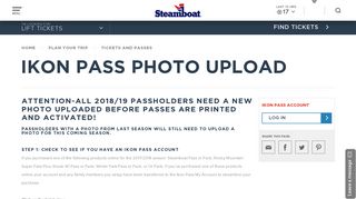 Ikon Pass Photo Upload - Steamboat