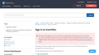 Sign In to Interfolio | Signing In to Interfolio | Support