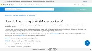 How do I pay using Skrill (Moneybookers)? | Skype Support
