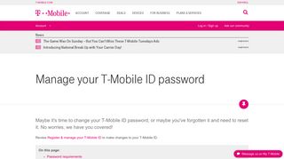 Manage your T-Mobile ID password | T-Mobile Support