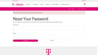 Reset Your Password | T-Mobile Support
