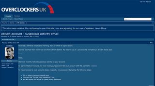 Ubisoft account - suspicious activity email | Overclockers UK Forums