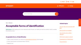 Acceptable forms of identification | amaysim