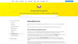 Delete My Account - Snapchat Support