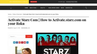 Starz activate | activate.starz.com | starz com login - Roku